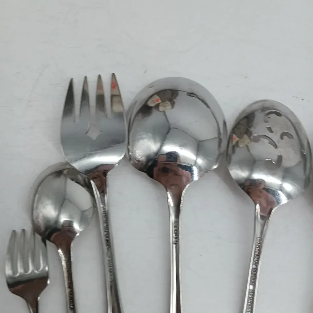 10 Serving CHATEAU by ONEIDACRAFT DELUXE Stainless Spoons Pie Ladle Slotted